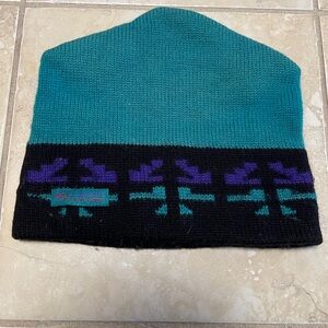 Preowned Vintage Unisex Wool Teal & blue   Columbia Winter Hat